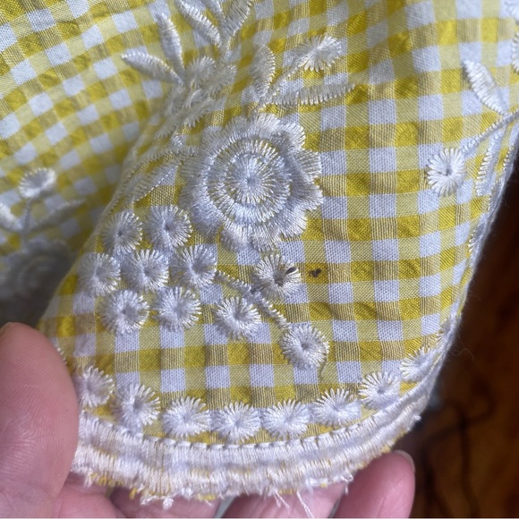 Charlotte Russe Junior Yellow White Floral Embroidered Gingham Mini Dress Size M - Picture 12 of 16